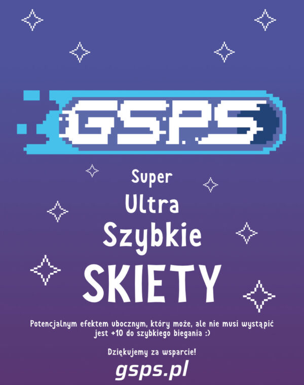 Etykieta skarpetek GSPS "Super Ultra Szybkie Skiety"